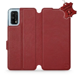 Etui ze skóry naturalnej do Realme 7 Pro - wzór Dark Red Leather