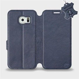 Etui ze skóry naturalnej do Samsung Galaxy S6 Edge - wzór Blue Leather