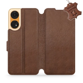 Etui ze skóry naturalnej do OPPO Reno 8T 5G - wzór Brown Leather