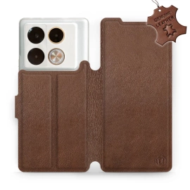 Etui ze skóry naturalnej do Infinix Note 40 Pro Plus - wzór Brown Leather