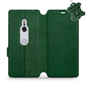 Etui ze skóry naturalnej do Sony Xperia XZ3 - wzór Green Leather
