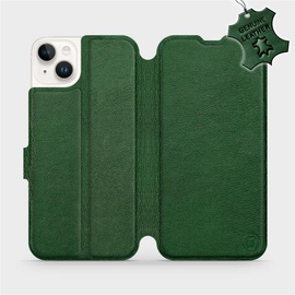 Etui ze skóry naturalnej do Apple iPhone 14 Plus - wzór Green Leather