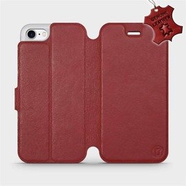 Etui ze skóry naturalnej do Apple iPhone SE 2020 - wzór Dark Red Leather