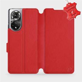 Etui ze skóry naturalnej do Huawei Honor 50 - wzór Red Leather