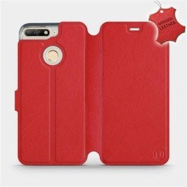 Etui ze skóry naturalnej do Huawei Honor 7A - wzór Red Leather