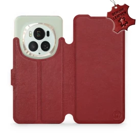 Etui ze skóry naturalnej do Huawei Honor Magic6 Pro - wzór Dark Red Leather