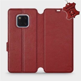 Etui ze skóry naturalnej do Huawei Mate 20 Pro - wzór Dark Red Leather