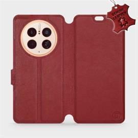 Etui ze skóry naturalnej do Huawei Mate 50 Pro - wzór Dark Red Leather