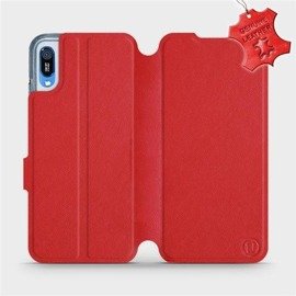 Etui ze skóry naturalnej do Huawei Y6 2019 - wzór Red Leather