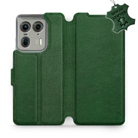 Etui ze skóry naturalnej do Motorola Edge 50 Ultra - wzór Green Leather