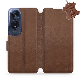 Etui ze skóry naturalnej do OPPO A60 - wzór Brown Leather