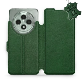 Etui ze skóry naturalnej do OPPO Reno12 F 5G - wzór Green Leather