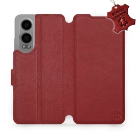 Etui ze skóry naturalnej do OnePlus Nord CE 4 Lite - wzór Dark Red Leather