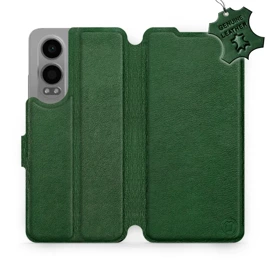 Etui ze skóry naturalnej do OnePlus Nord CE 4 Lite - wzór Green Leather