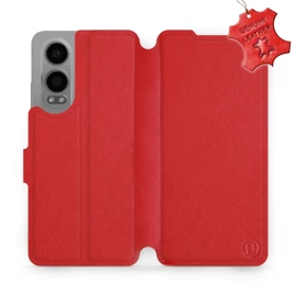 Etui ze skóry naturalnej do OnePlus Nord CE 4 Lite - wzór Red Leather