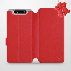 Etui ze skóry naturalnej do Samsung Galaxy A80 - wzór Red Leather