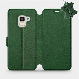 Etui ze skóry naturalnej do Samsung Galaxy J6 2018 - wzór Green Leather