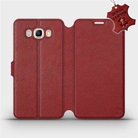 Etui ze skóry naturalnej do Samsung Galaxy J7 2016 - wzór Dark Red Leather