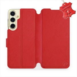 Etui ze skóry naturalnej do Samsung Galaxy S24 FE - wzór Red Leather