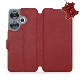 Etui ze skóry naturalnej do Xiaomi POCO F6 - wzór Dark Red Leather