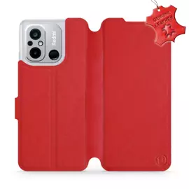Etui ze skóry naturalnej do Xiaomi Redmi 12C - wzór Red Leather