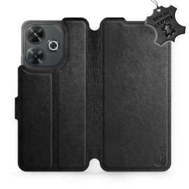 Etui ze skóry naturalnej do Xiaomi Redmi 13 - wzór Black Leather