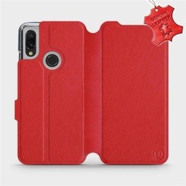 Etui ze skóry naturalnej do Xiaomi Redmi 7 - wzór Red Leather