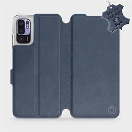 Etui ze skóry naturalnej do Xiaomi Redmi Note 10 5G - wzór Blue Leather