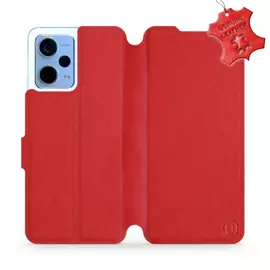 Etui ze skóry naturalnej do Xiaomi Redmi Note 12 5G - wzór Red Leather