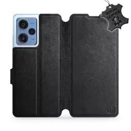 Etui ze skóry naturalnej do Xiaomi Redmi Note 12 Pro Plus 5G - wzór Black Leather