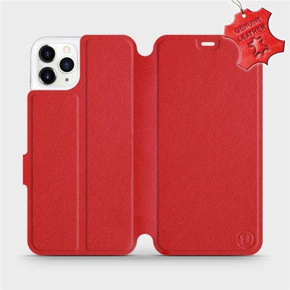 Etui ze skóry naturalnej do Apple iPhone 11 Pro Max - wzór Red Leather