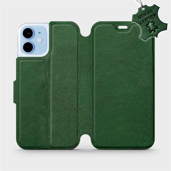 Etui ze skóry naturalnej do Apple iPhone 12 mini - wzór Green Leather