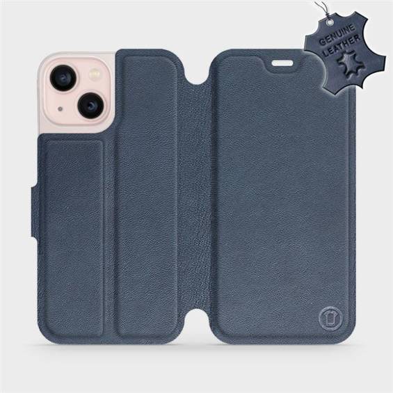 Etui ze skóry naturalnej do Apple iPhone 13 mini - wzór Blue Leather