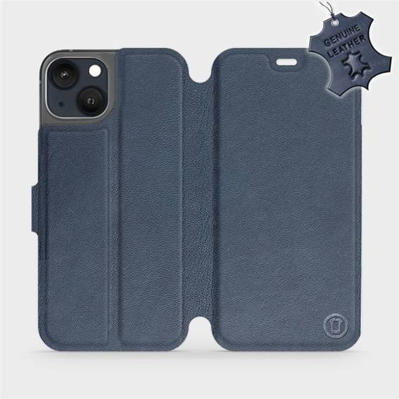 Etui ze skóry naturalnej do Apple iPhone 13 - wzór Blue Leather
