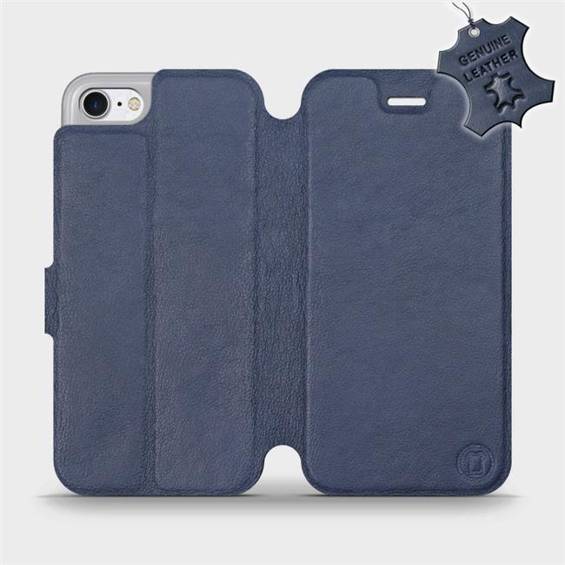 Etui ze skóry naturalnej do Apple iPhone SE 2022 - wzór Blue Leather