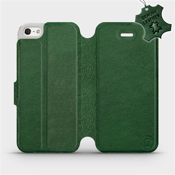 Etui ze skóry naturalnej do Apple iPhone SE - wzór Green Leather