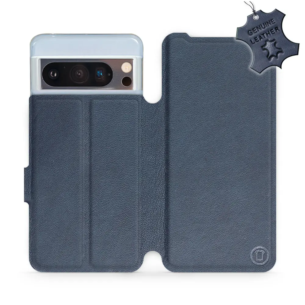 Etui ze skóry naturalnej do Google Pixel 8 Pro - wzór Blue Leather