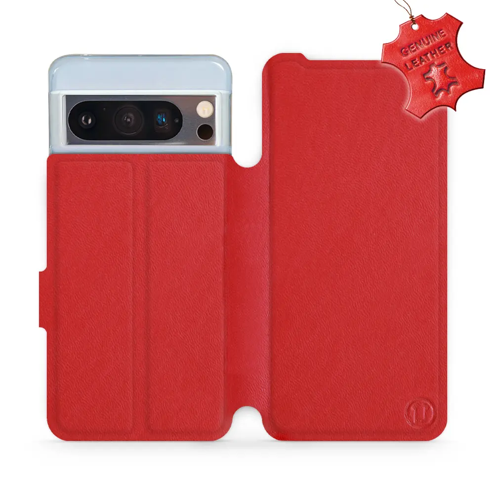 Etui ze skóry naturalnej do Google Pixel 8 Pro - wzór Red Leather