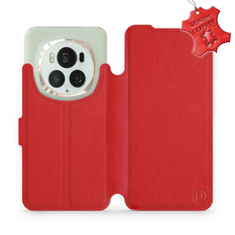 Etui ze skóry naturalnej do Huawei Honor Magic6 Pro - wzór Red Leather
