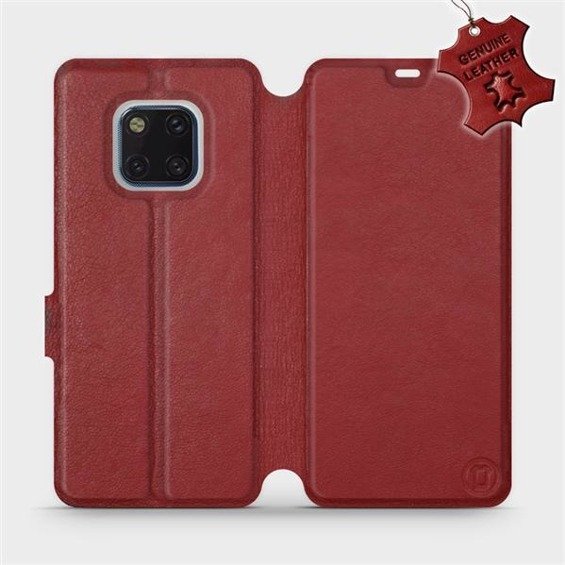 Etui ze skóry naturalnej do Huawei Mate 20 Pro - wzór Dark Red Leather