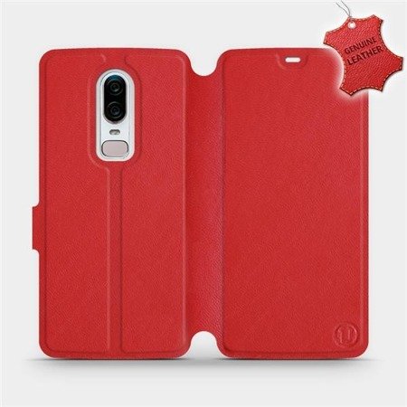 Etui ze skóry naturalnej do OnePlus 6 A6000 - wzór Red Leather