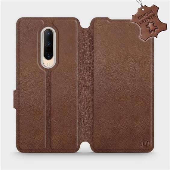 Etui ze skóry naturalnej do OnePlus 7 Pro - wzór Brown Leather