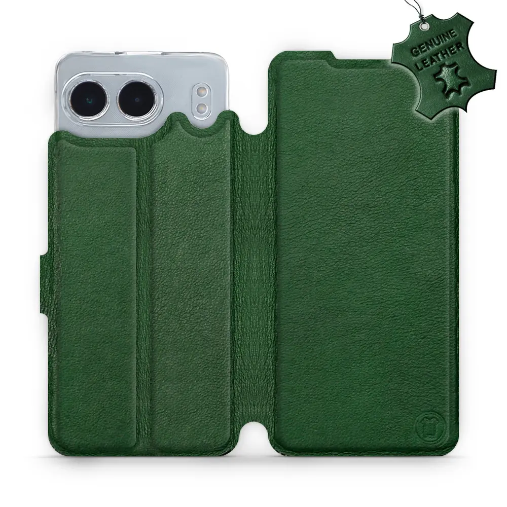 Etui ze skóry naturalnej do OnePlus Nord 4 5G - wzór Green Leather