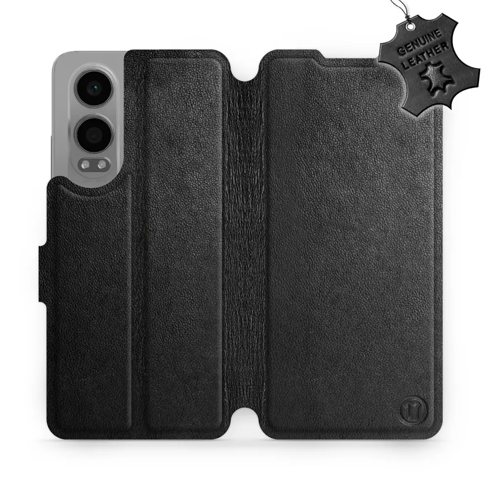 Etui ze skóry naturalnej do OnePlus Nord CE 4 Lite - wzór Black Leather