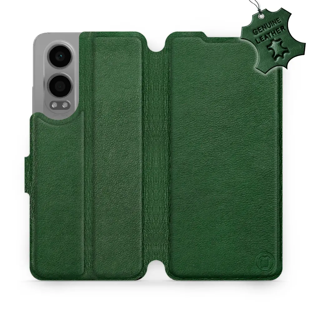 Etui ze skóry naturalnej do OnePlus Nord CE 4 Lite - wzór Green Leather