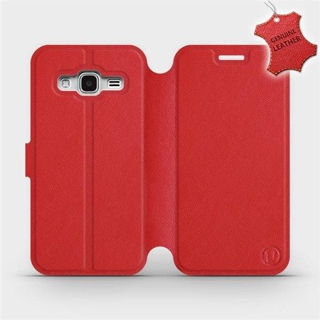 Etui ze skóry naturalnej do Samsung Galaxy J3 2016 - wzór Red Leather