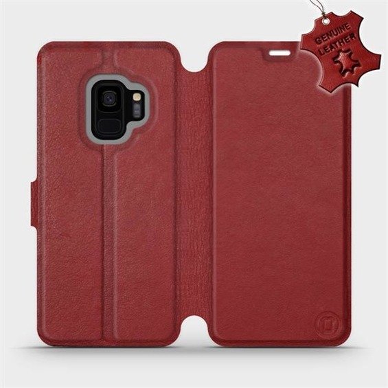 Etui ze skóry naturalnej do Samsung Galaxy S9 - wzór Dark Red Leather