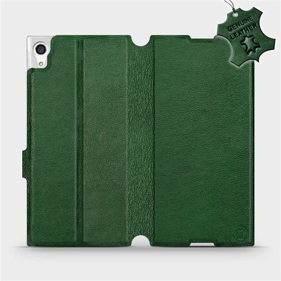 Etui ze skóry naturalnej do Sony Xperia XA1 Ultra - wzór Green Leather