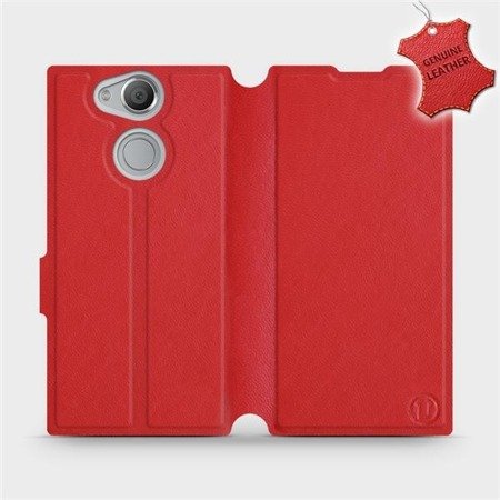 Etui ze skóry naturalnej do Sony Xperia XA2 - wzór Red Leather