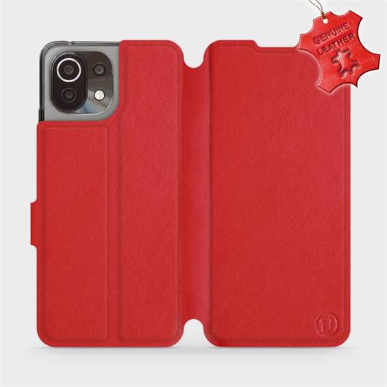 Etui ze skóry naturalnej do Xiaomi Mi 11 Lite - wzór Red Leather